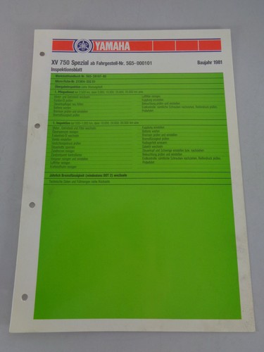 Foglio ispezione yamaha xv - ispezione,
